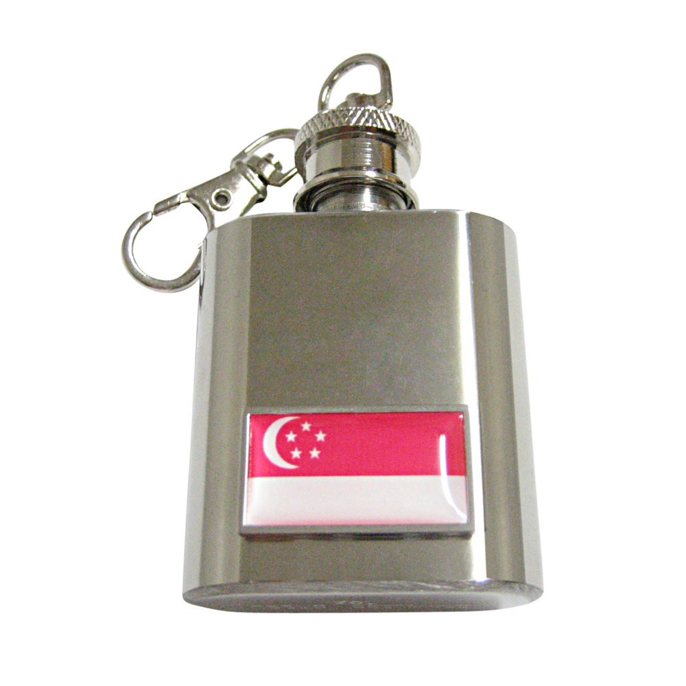 Thin Bordered Singapore Flag Keychain Flask - image 1